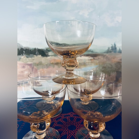 Vintage Set of 5 Swedish Crystal  Astrid Crystal Low Sorbet Skruf Glasses - Picture 3 of 3